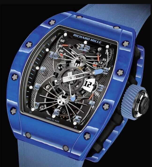 Review Richard Mille RM 022 Tourbillon Aerodyne Dual Time Blue mens watch replica